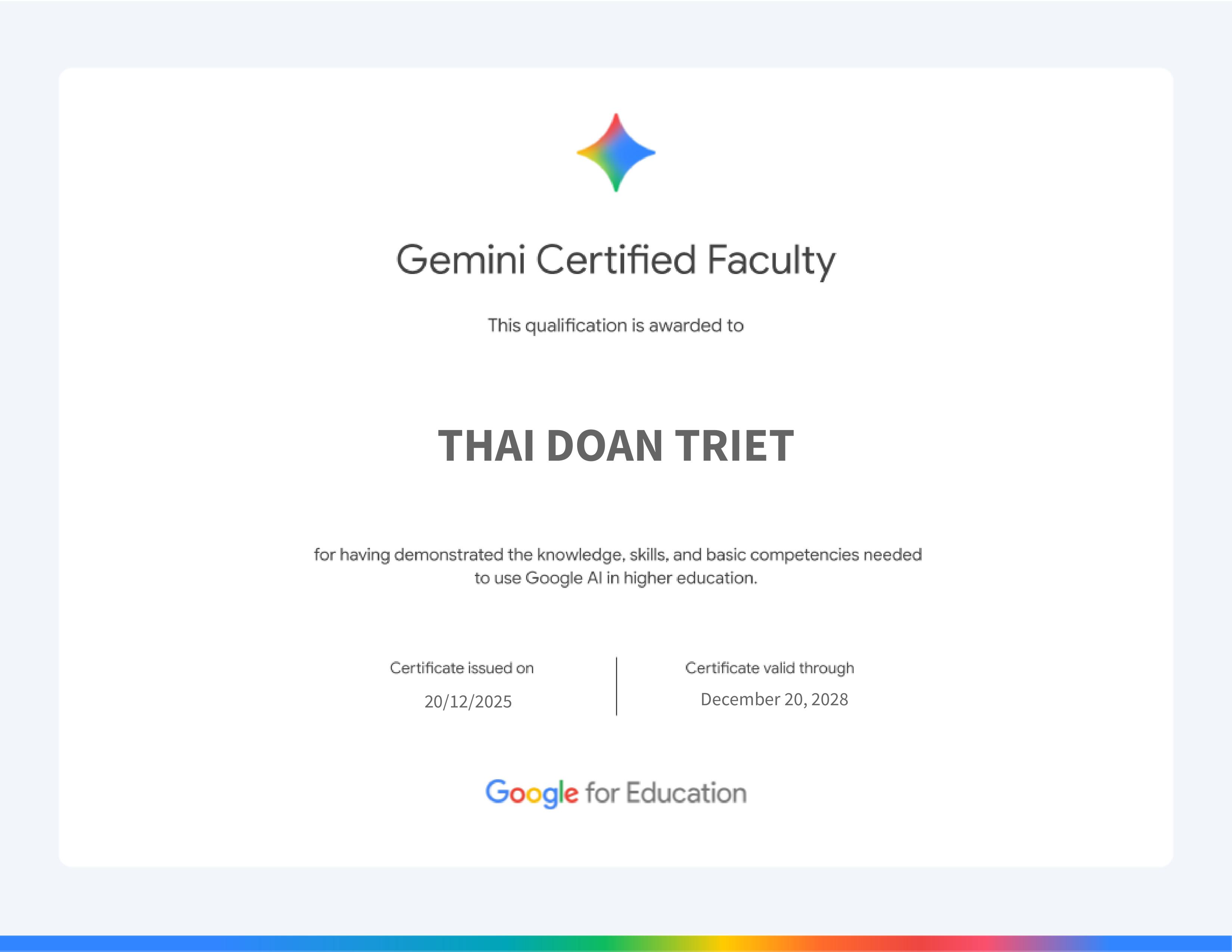 Chứng chỉ AI của Google Khoa Gemini